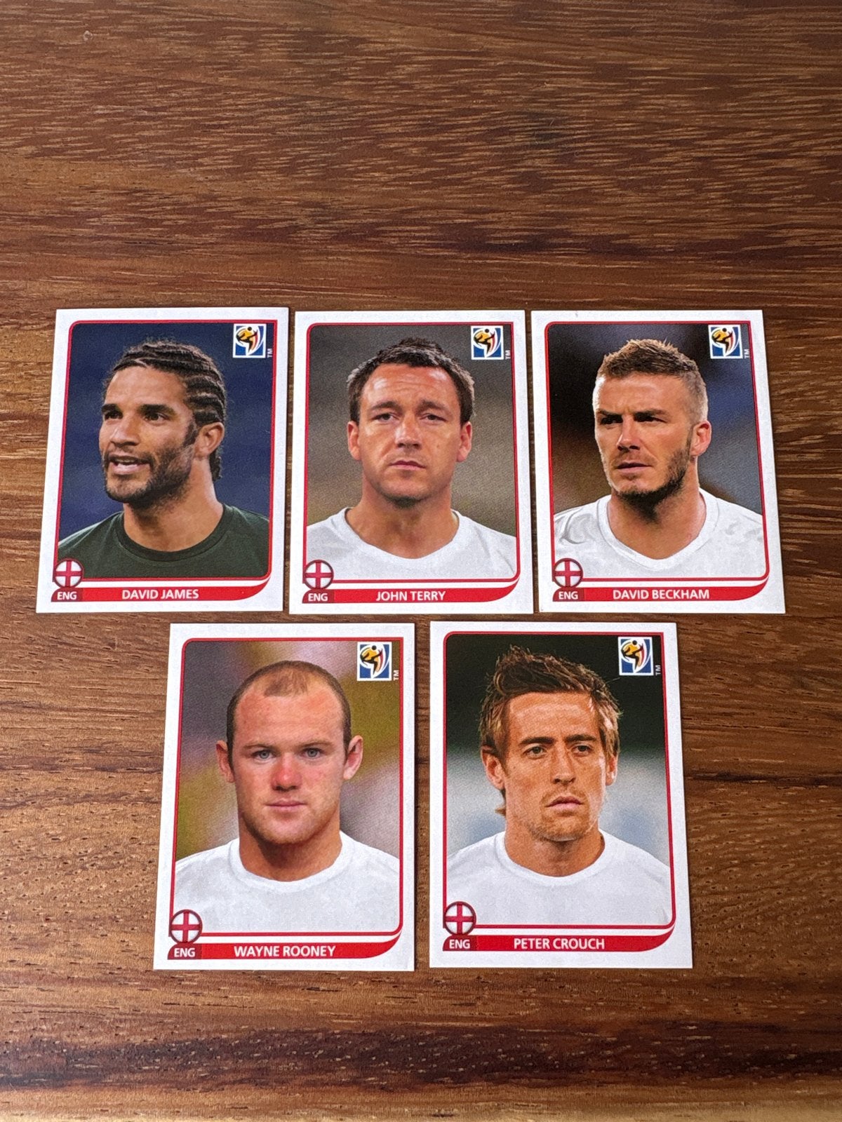 Panini WK 2010 Engeland Voetbalplaatjes - Set van 5, Ophalen of Verzenden, Zo goed als nieuw, Sport