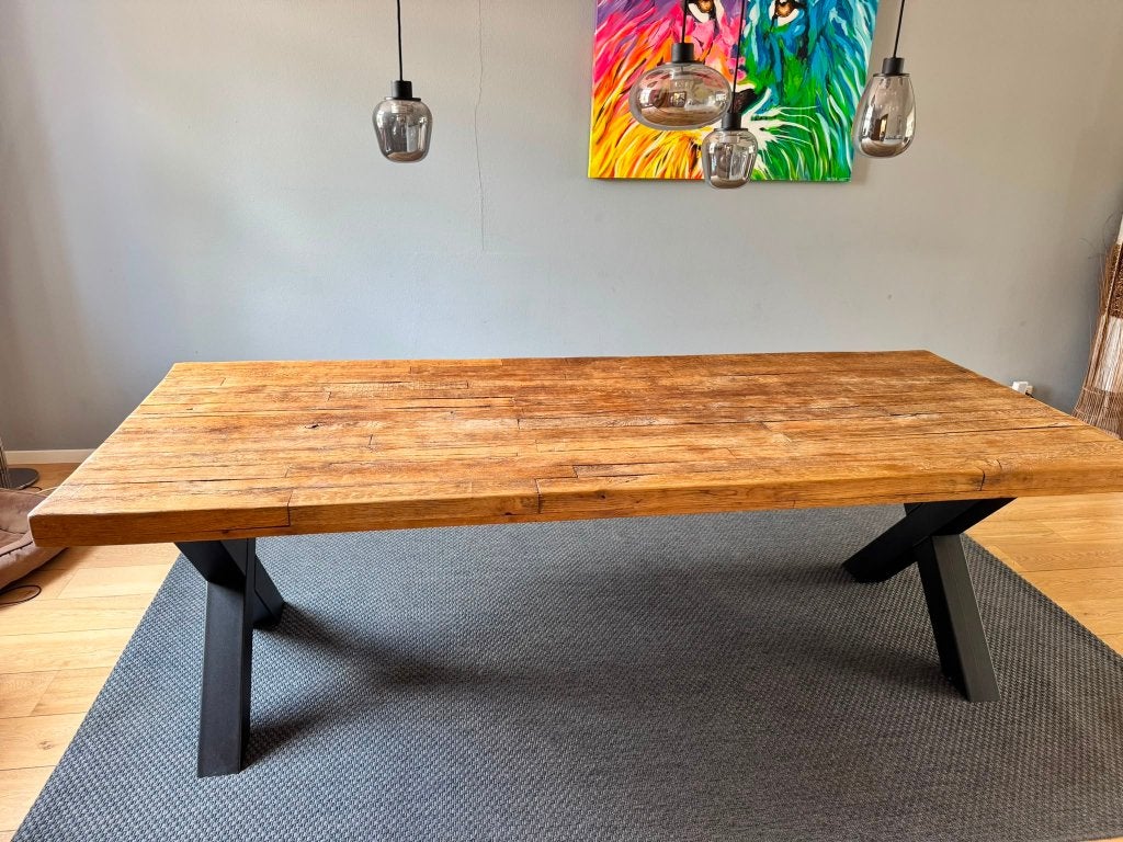 Robuuste eettafel, Huis en Inrichting, Tafels | Eettafels, Ophalen, 100 tot 150 cm, Eikenhout, 200 cm of meer