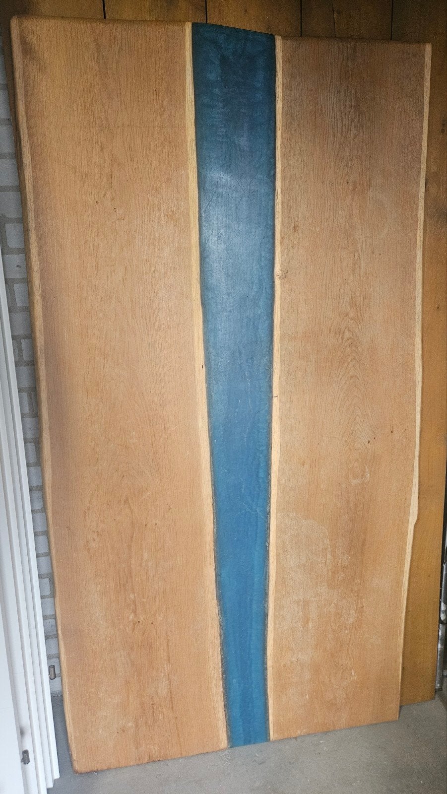 Unieke epoxy eikenhouten tafel 170x90, Huis en Inrichting, Tafels | Eettafels, Ophalen, Gebruikt, Modern, Industrieel, Rustiek