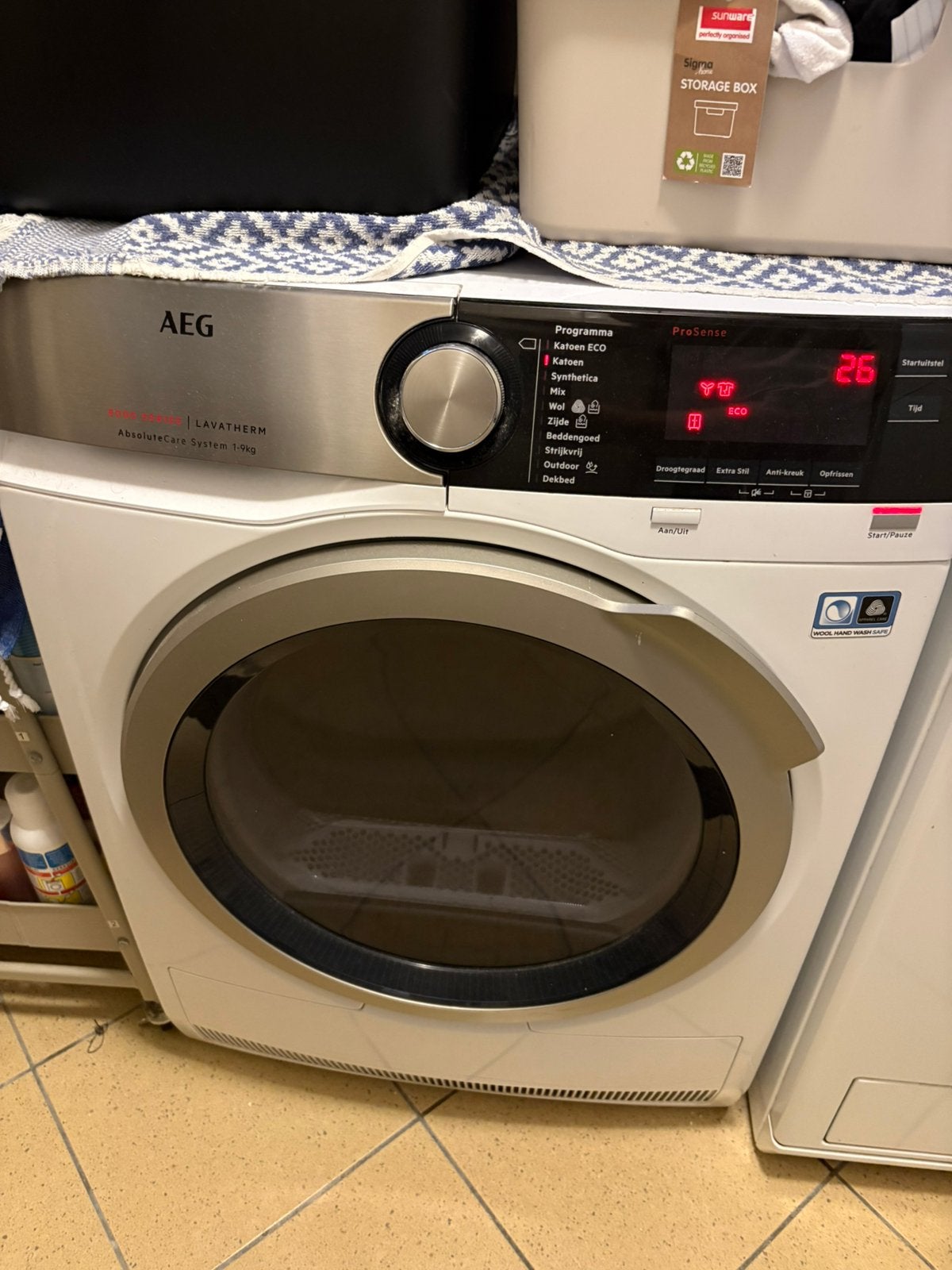 AEG Droger, Ophalen, Gebruikt, Anti-kreukfase, 8 tot 10 kg