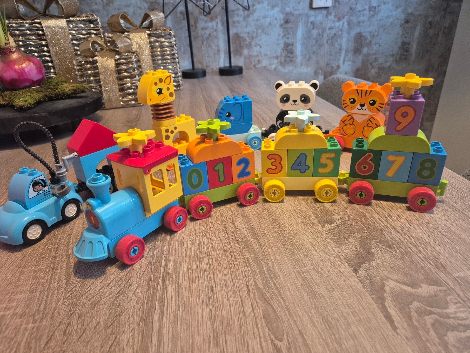 Lego Duplo trein, diertjes, blokken, hekjes en bouwplaat, Ophalen of Verzenden, Zo goed als nieuw, Duplo
