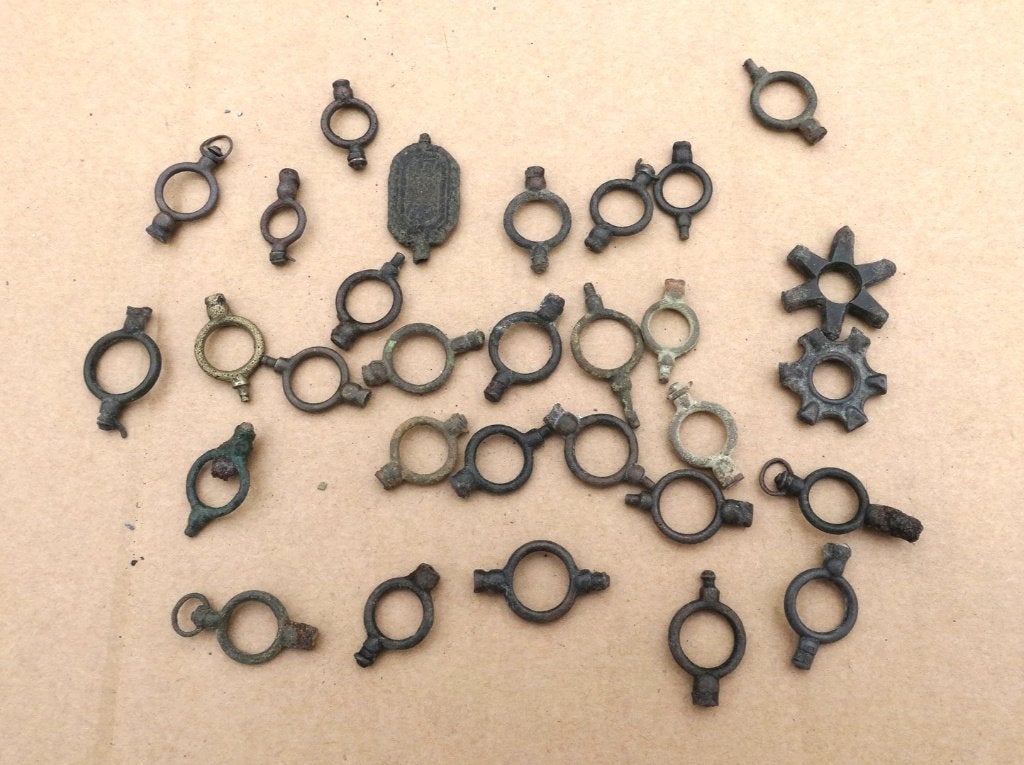 Lot Horlogesleutels: Bodemvondsten, Ophalen of Verzenden, Koper