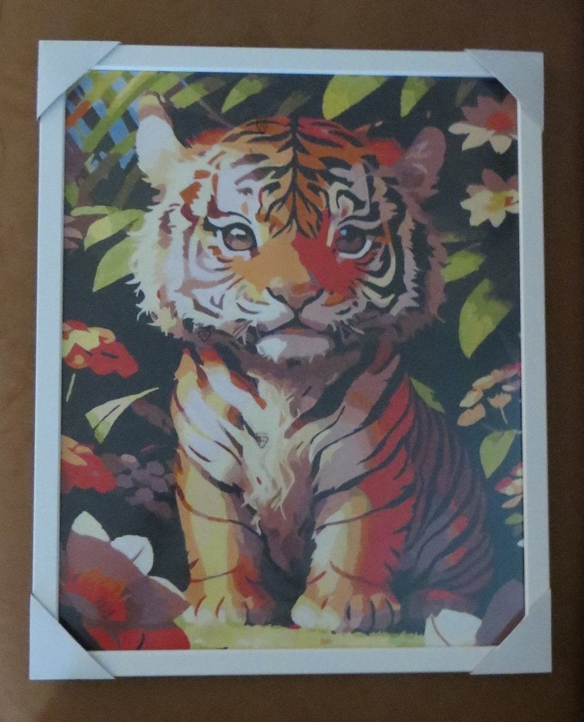 Tijger - Schilderij 40x50 in witte lijst, Ophalen, Nieuw, Schilderij