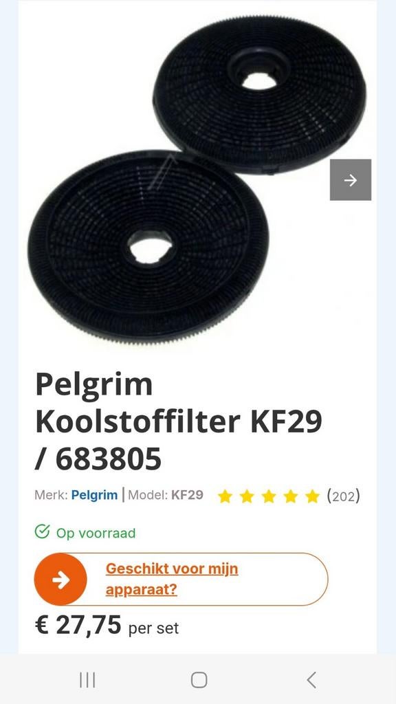 Pelgrim Koolstoffilter KF29 / 683805 van Alapure HFK801, Ophalen of Verzenden, Nieuw, Overige typen