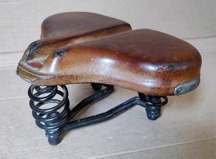 Originele vintage bruin lederen Hygia fiets zadel, Gebruikt, Leer, Hygia, Ophalen of Verzenden