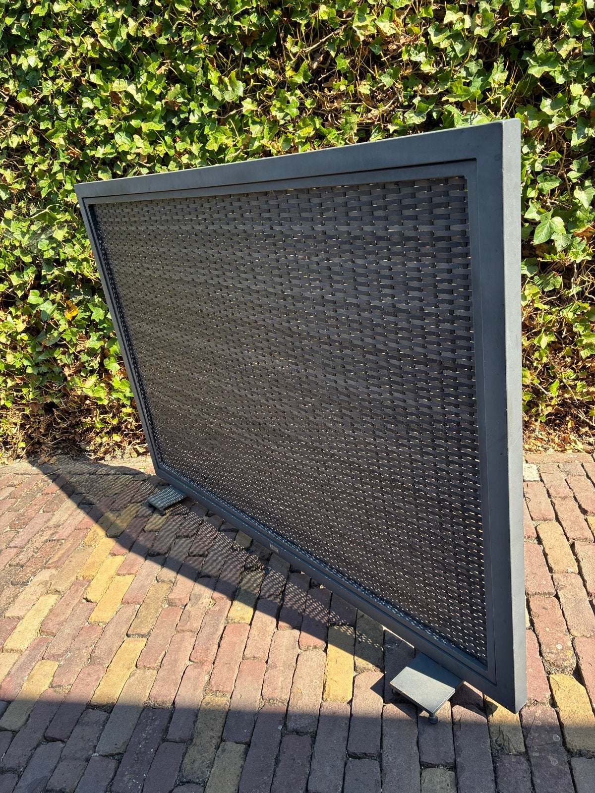 Tuinscherm Zwart Wicker Look 150x105cm, Ophalen, Kunststof, Gebruikt, 100 tot 150 cm