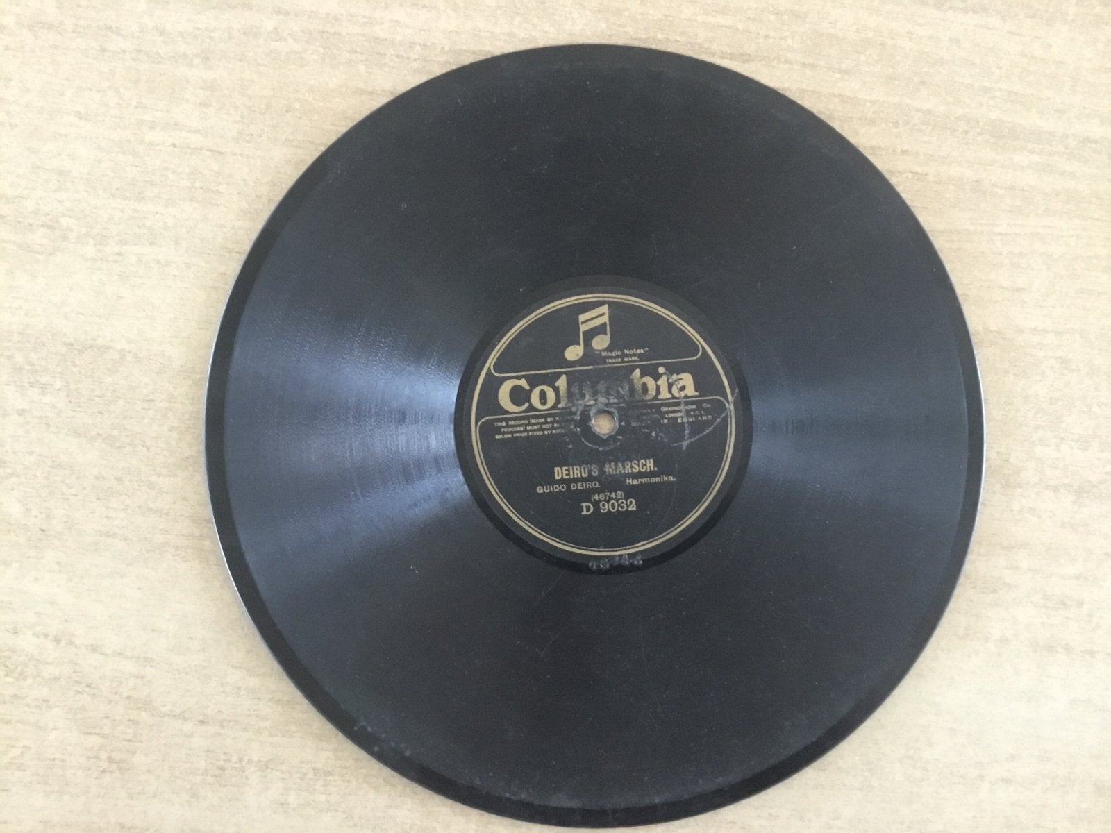 Guido Deiro - Deiro's Marsch / Handgranaten Marsch (Columbia, Ophalen, Gebruikt, 10 inch