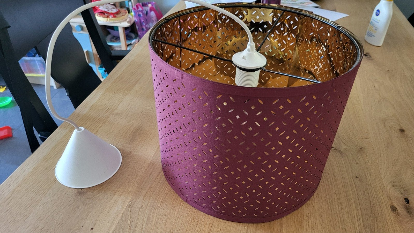 Hanglamp incl. grote lampenbol, Ophalen, Gebruikt, Textiel, E27 (groot)