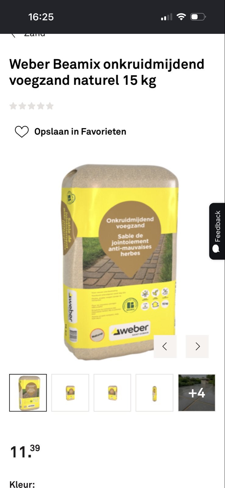 Weber Beamix Onkruidmijdend Voegzand Naturel 15 kg, Ophalen, Nieuw