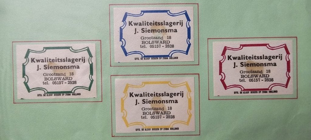 Kwaliteitsslagerij J. Siemonsma te Bolsward, Ophalen of Verzenden, Zo goed als nieuw, Luciferdoosjes of -merken