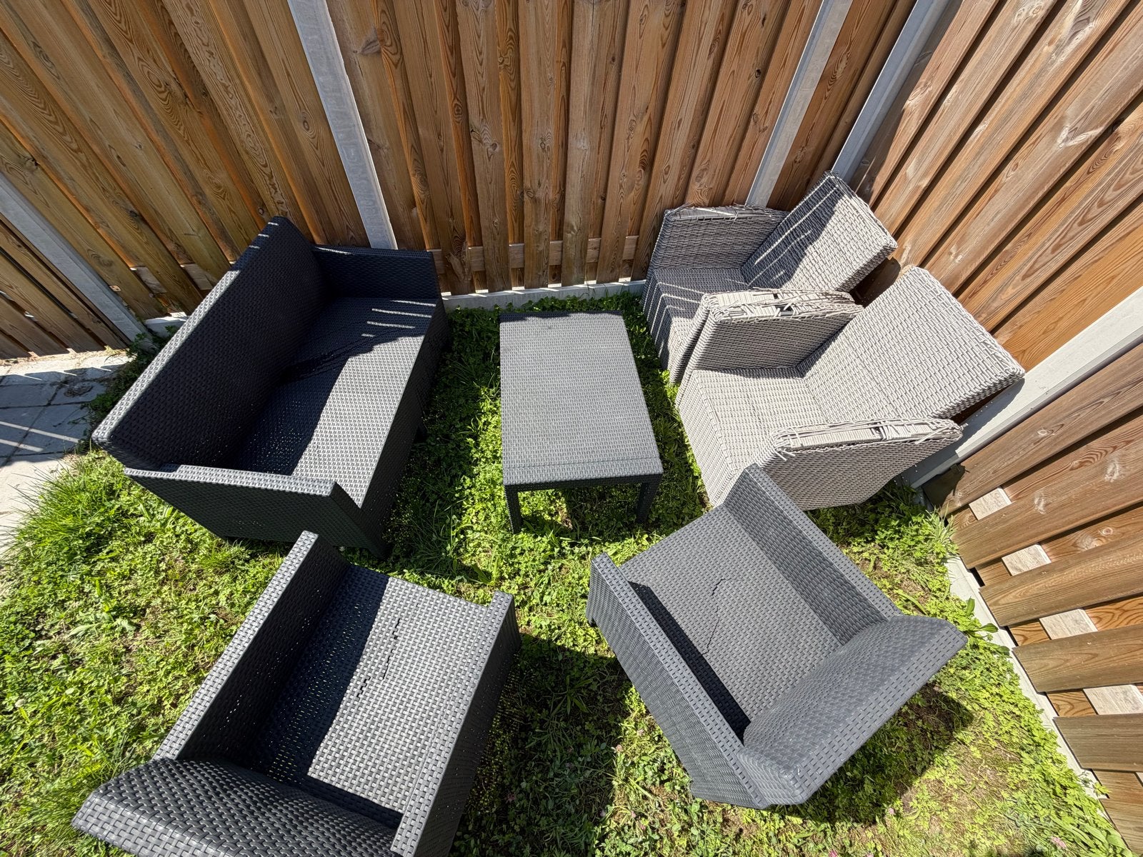 Gratis loungeset met tafel en stoelen, Ophalen, Gebruikt, 6 zitplaatsen, Loungeset