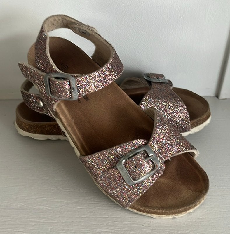 Meiden sandalen roze glitters maat 29, leren voetbed, Ophalen of Verzenden, Gebruikt, Meisje, Overige typen