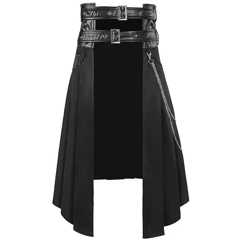 Gothic zwarte heren rok (middeleeuwse punk schotse kilt), Verzenden, Nieuw, Overige maten, Kleding