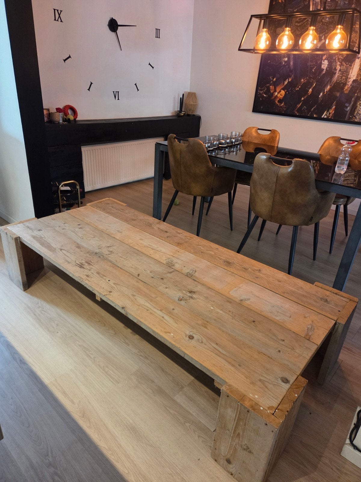 Stijgerhouten salontafel, Ophalen, Gebruikt, Rustiek, 50 tot 100 cm