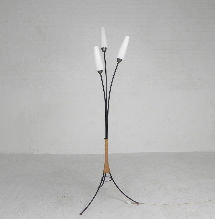 Vintage Staande sprietlamp met 3 glazen kelken, Ophalen