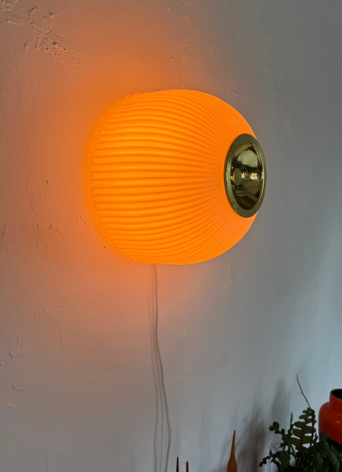 Vintage opaalglazen wandlamp, Glashütte Limburg ‘70, Huis en Inrichting, Gebruikt, Dimbaar, Glashütte Limburg, Glashütte Limburg