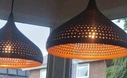 Sfeervolle hanglamp metaal met gaatjes, Ophalen, Zo goed als nieuw, Metaal, E27 (groot)