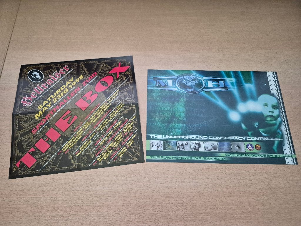 Hardcore/Gabber Flyers Jaren '90 - Diverse Evenementen, Gebruikt, A4 of kleiner, Rechthoekig Liggend, Ophalen of Verzenden