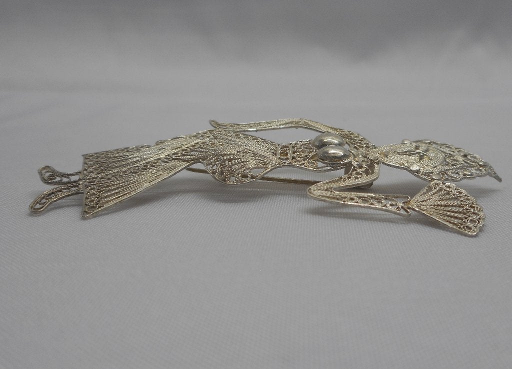 Zilveren prachtige grote filigrain broche nr.1912, 4 tot 7 cm, Verzenden, Zo goed als nieuw, Zilver