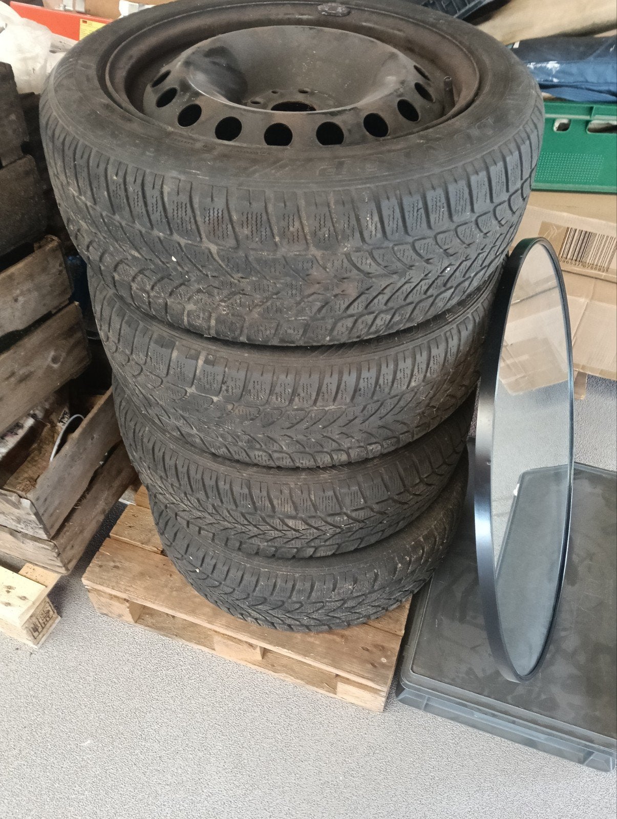 Dunlop Winterbanden met velgen 195/55 R16, Ophalen, Gebruikt, 16 inch, Banden en Velgen