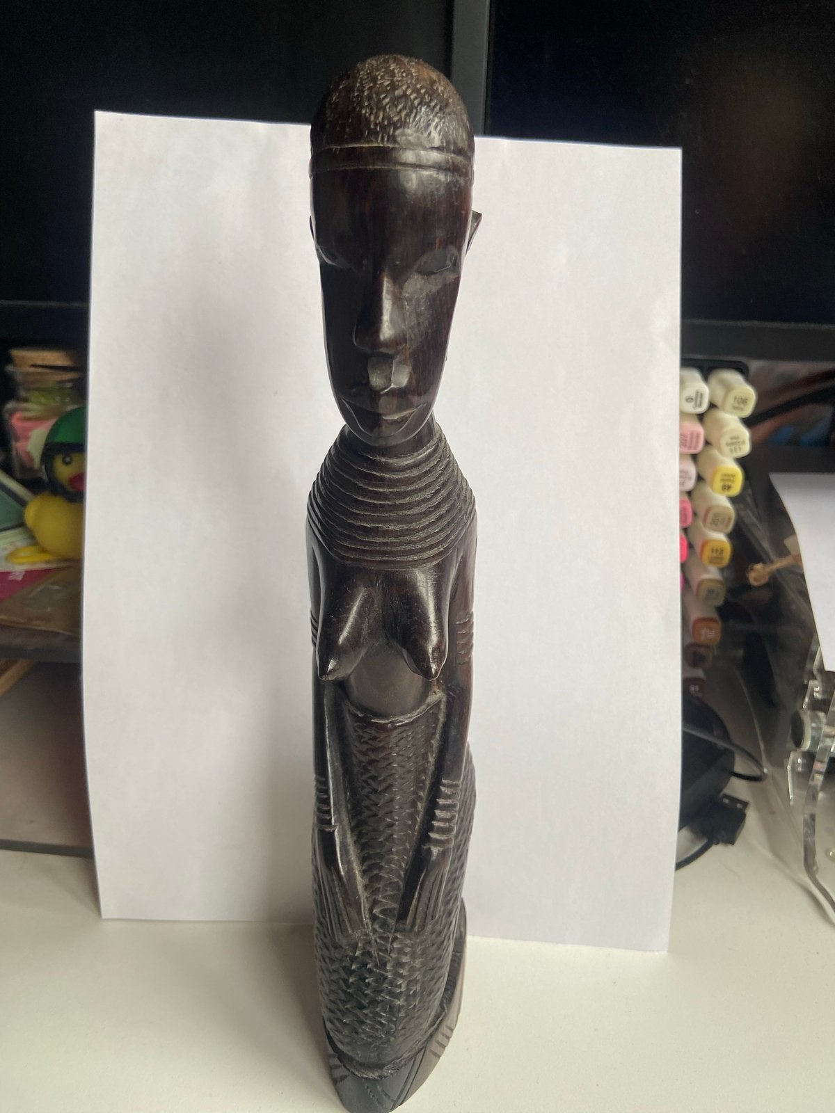 Vintage Afrikaans houten beeld van een vrouw, 28 cm hoog, Ophalen of Verzenden, Handgemaakt, 20 - 50 cm, Beeld