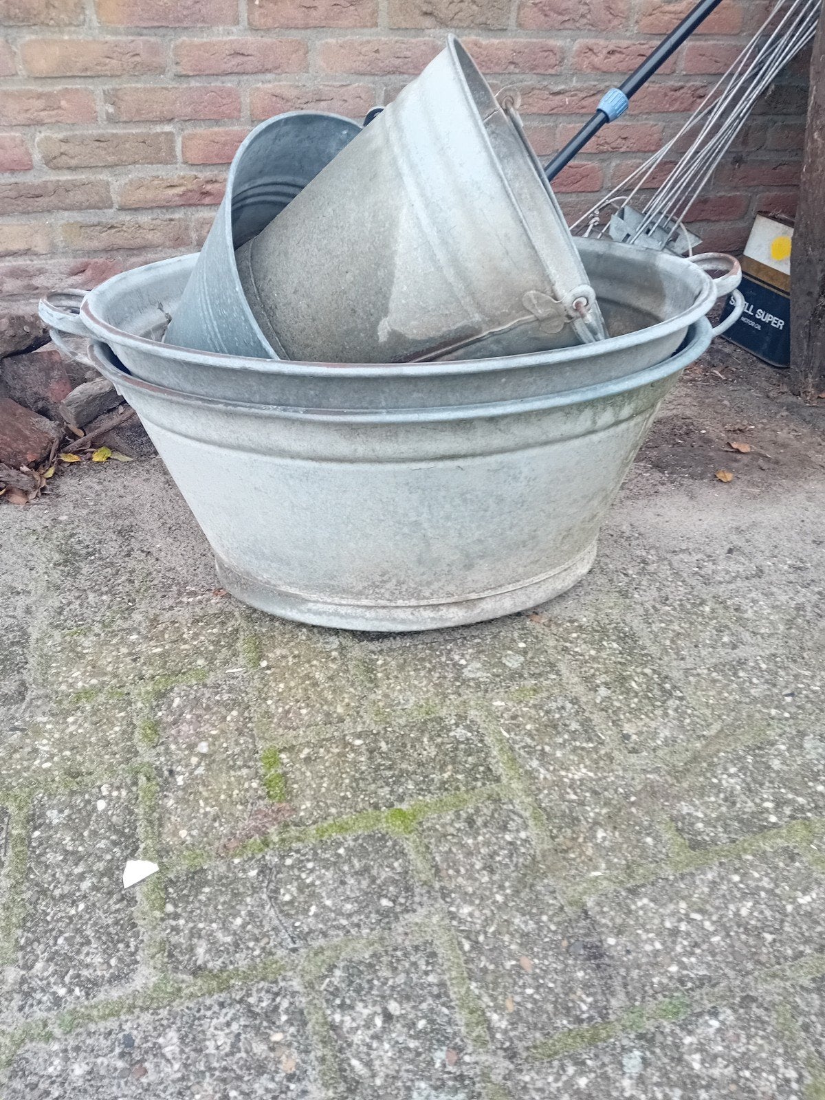 tk 2 zinken tellen en 2 zinken emmers, Ophalen, Gebruikt, Minder dan 30 cm, Rond