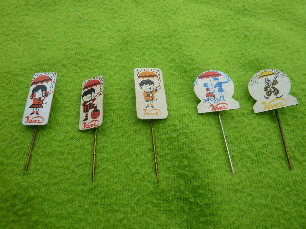 Vintage Venz hagelslag reclame speldjes (5 stuks), Verzamelen, Ophalen of Verzenden, Gebruikt, Merk, Speldje of Pin