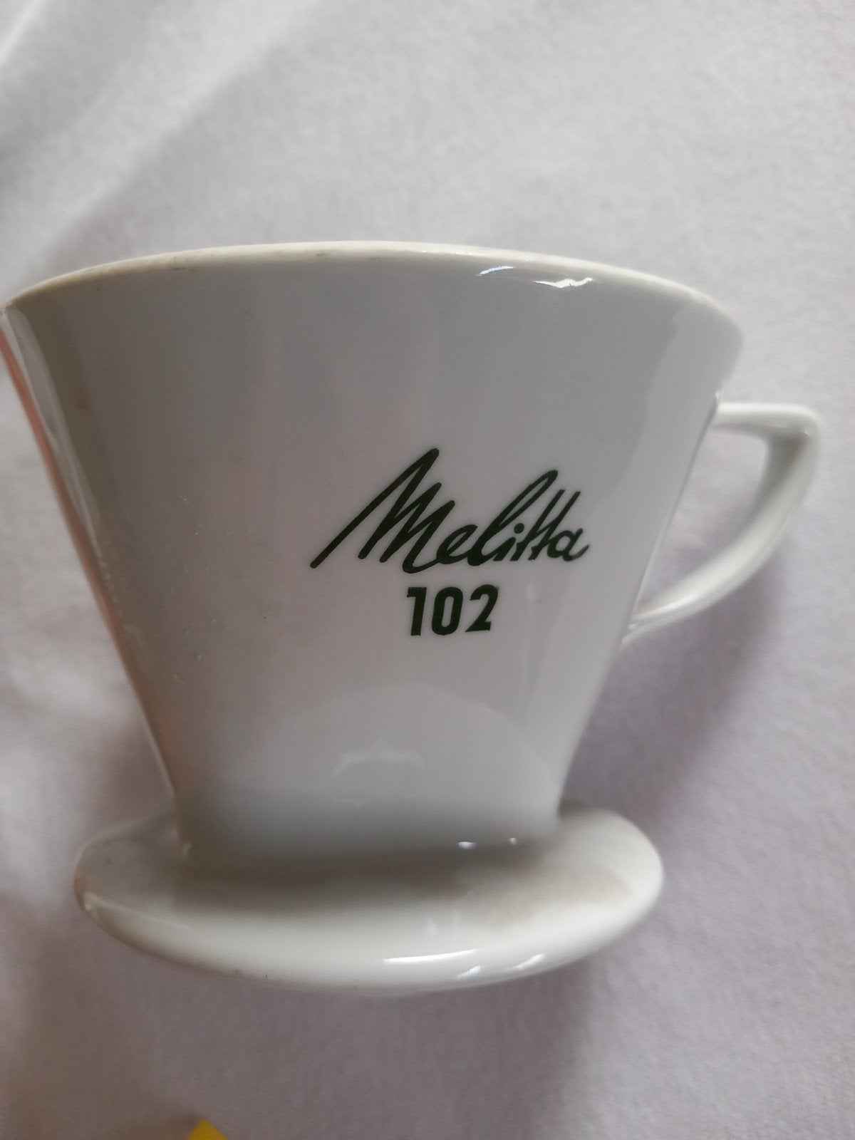vintage porseleinen koffiefilterhouder melitta 102 filter, Ophalen of Verzenden, Gebruikt, Porselein, Overige typen