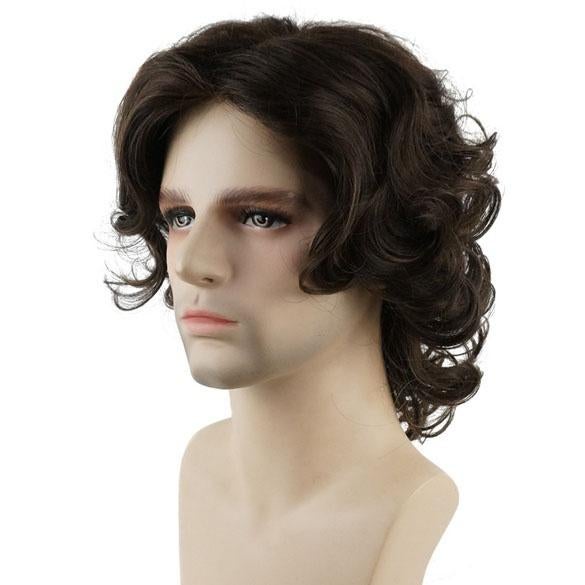 Mannenpruik halflang nonchalant krullend haar kleur bruin, Verzenden, Nieuw, Pruik of Haarverlenging