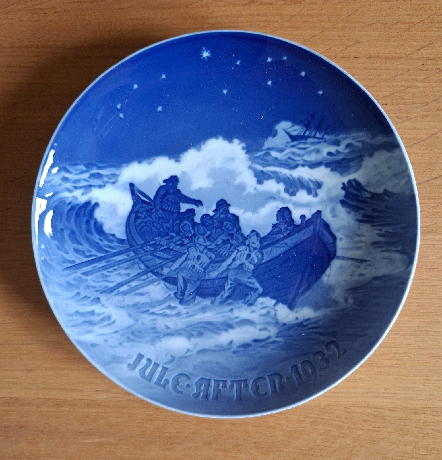Vintage bord 'De reddingsboot' 1932 Bing&Grondahl | kerst, Ophalen of Verzenden