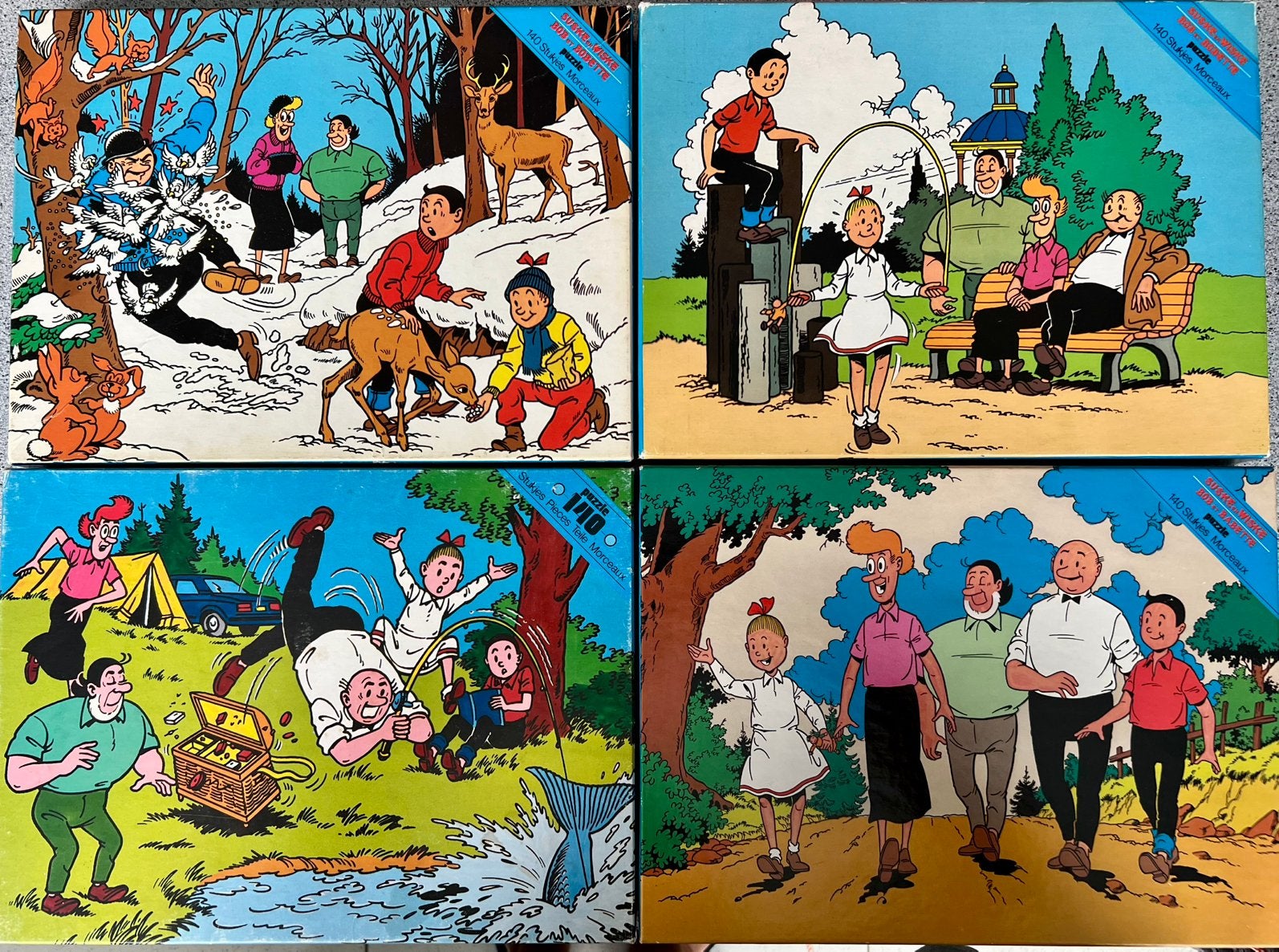 Unieke partij Vintage Suske & Wiske puzzels 70 en 80er jaren, Ophalen of Verzenden, Minder dan 500 stukjes, Gebruikt, Legpuzzel