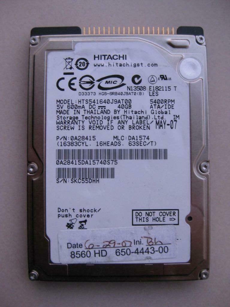 Hitachi HTS541640J9AT00 40GB 2,5" IDE laptop harddisk, Computers en Software, Harde schijven, Gebruikt, Laptop, Intern, HDD, IDE