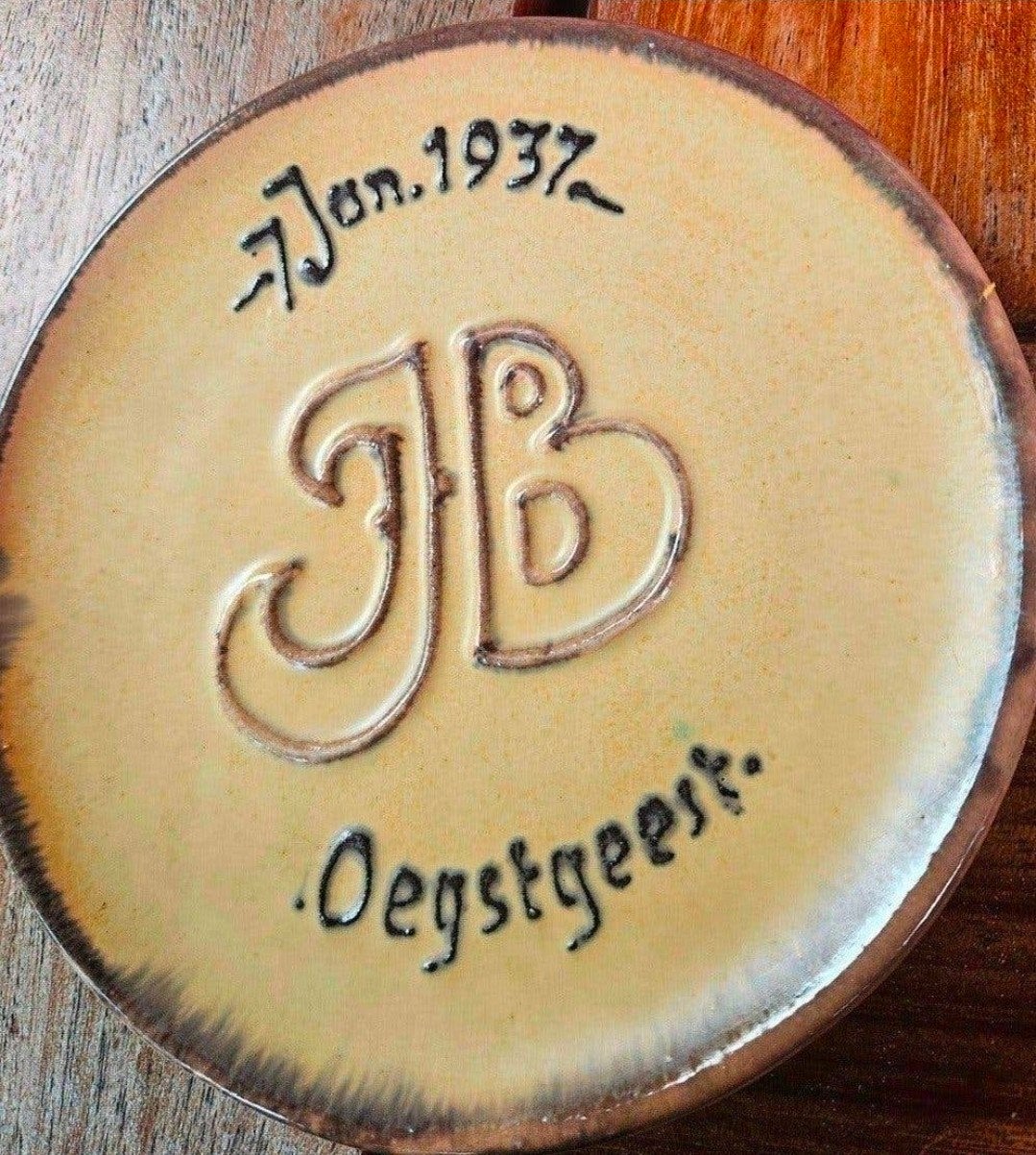 Unieke Vintage Keramische Plaquette - Jan. 1937 Oegstgeest, Ophalen of Verzenden