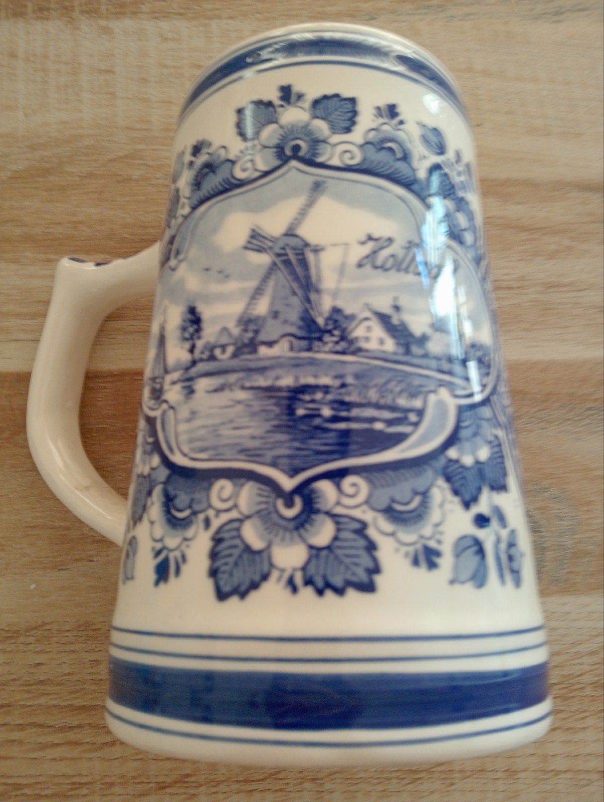 Vintage Bierpul/ Vaas zgan ,Delfts Blauw, 17 cm.hoog, Antiek en Kunst, Antiek | Keramiek en Aardewerk, Ophalen