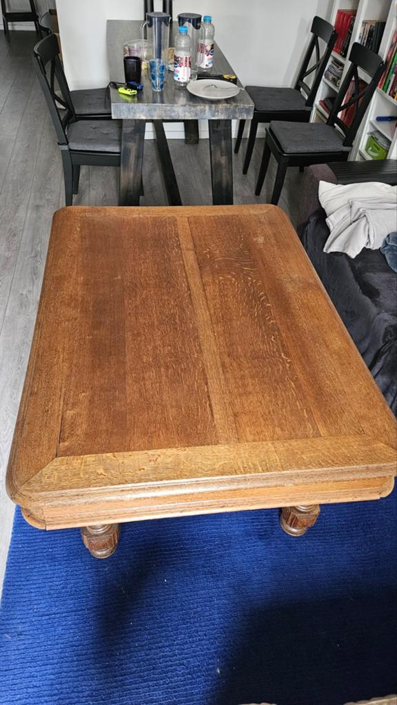 Robuuste houten tafel - 130x94x60cm, Huis en Inrichting, Tafels | Eettafels, Ophalen, Gebruikt, 100 tot 150 cm, 50 tot 100 cm