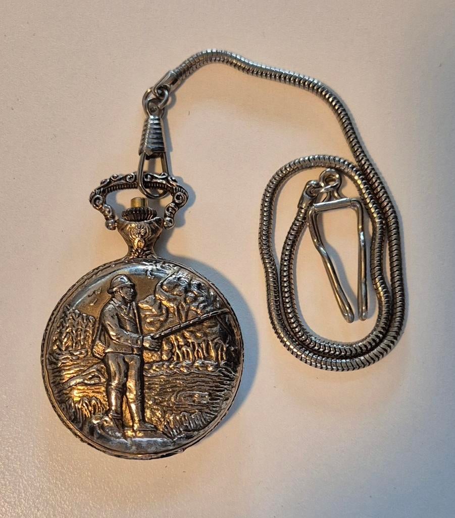 Cenova Antimagnetic Zakhorloge met afbeelding van een Visser, Overige merken, Overige materialen, Zakhorloge, Ophalen of Verzenden