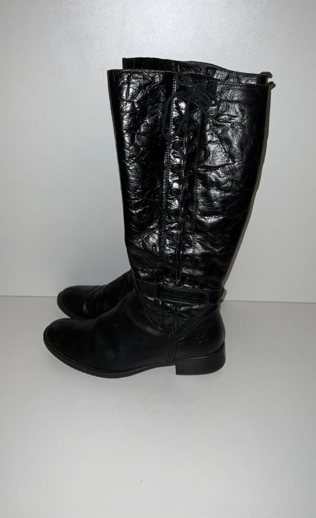 Prachtige lange leren laarzen van  het merk JJ Footwear, Kleding | Dames, Schoenen, Ophalen, Zo goed als nieuw, Zwart, Hoge laarzen