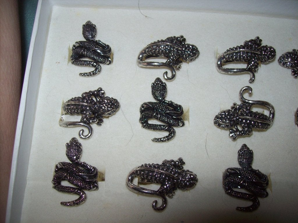 Ringen Mooie Slang en Fraaie Salamander Metalen modellen, Nieuw, Dame, Zilver, Met strass