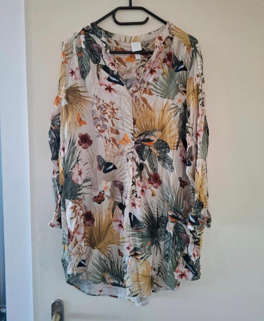 Tuniek met tropische print, Ophalen of Verzenden, Zo goed als nieuw, Maat 38/40 (M), Beige