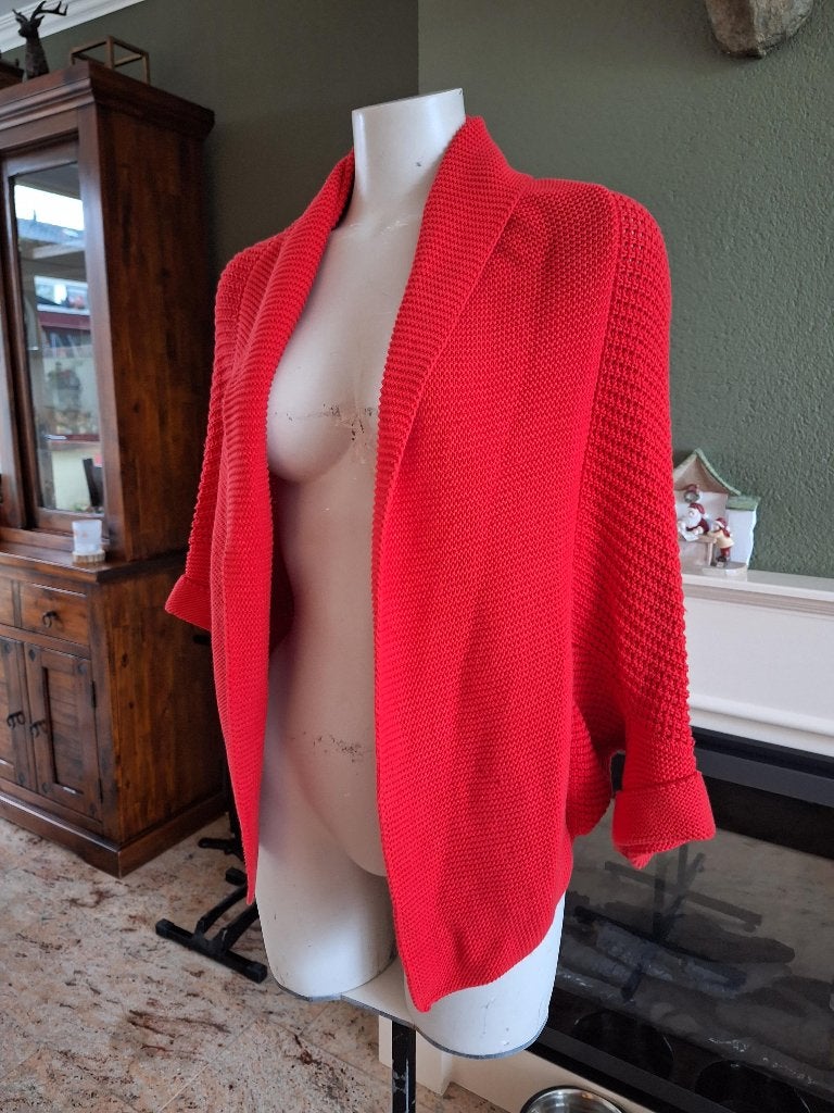 Public rood silky cotton vest M 38 cardigan vlindermouw, Maat 38/40 (M), Verzenden, Zo goed als nieuw, Public