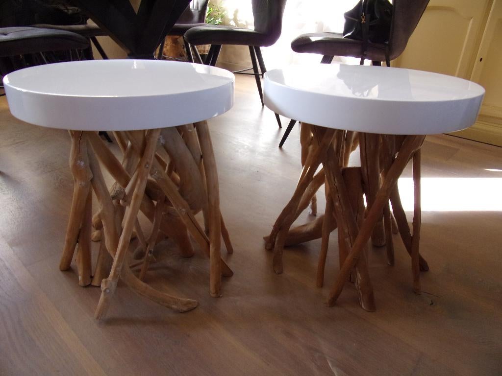 2 stuks bijzettafel, Minder dan 55 cm, Gebruikt, Rond, Modern