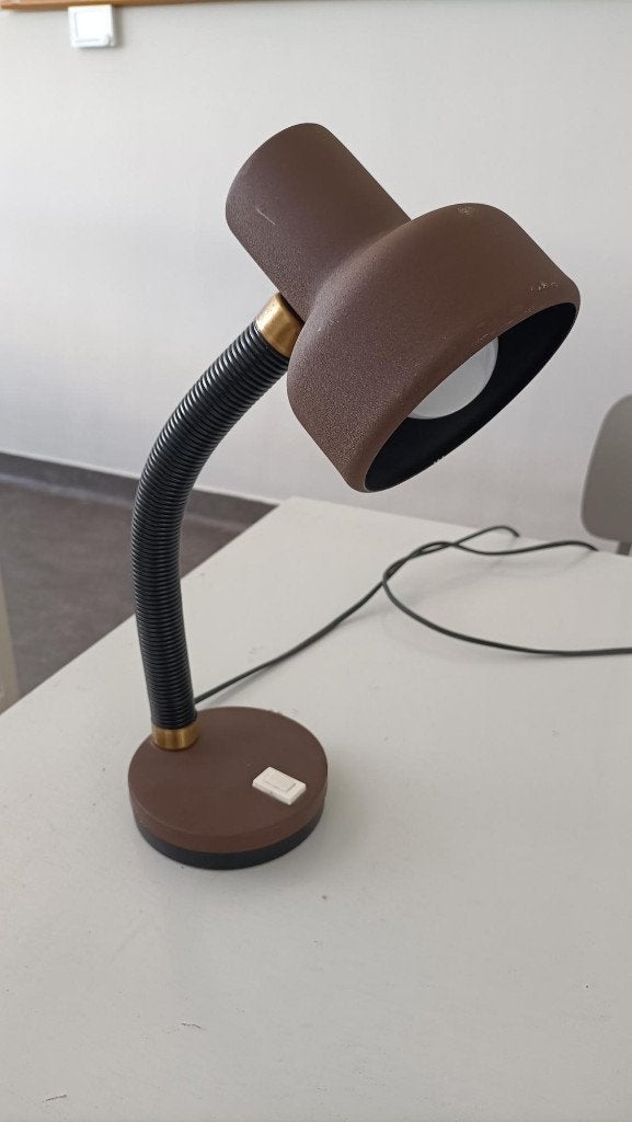 vintage Herda bruine bureaulamp jaren 70 design retro lamp, Ophalen of Verzenden