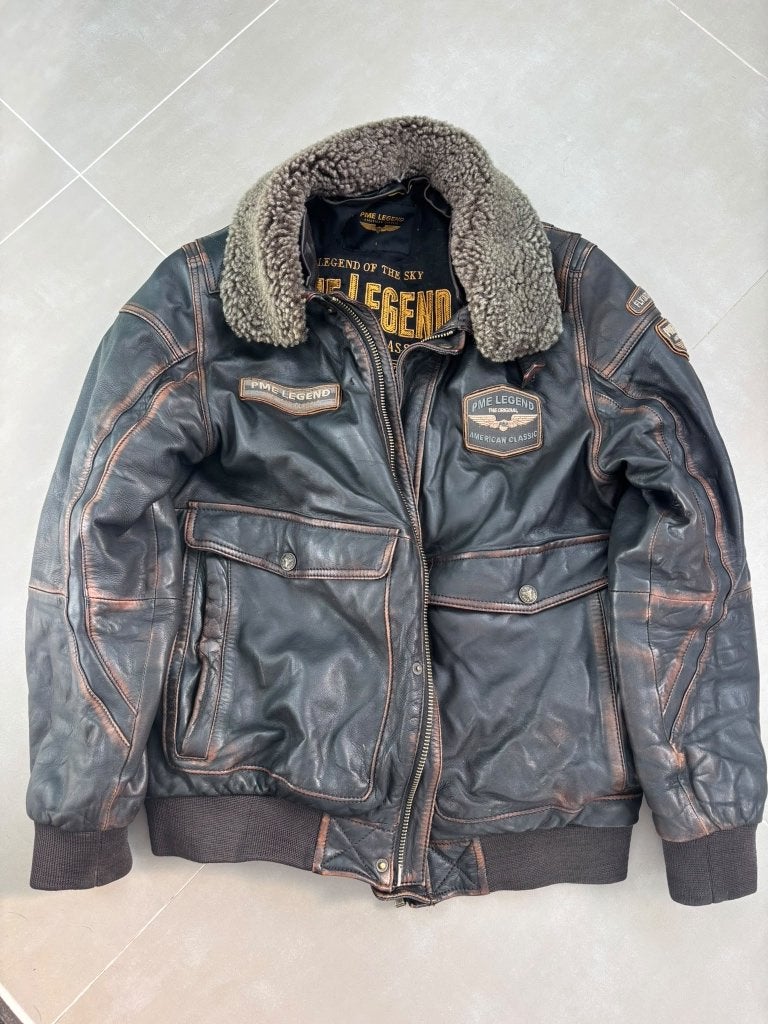 PME Legend leren pilotenjas maat S, Ophalen, Zwart, PME Legend, Gedragen