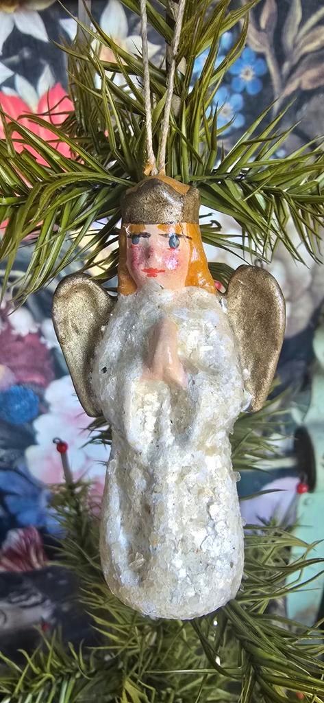 Oude kerst hanger engel papier maché, Antiek en Kunst, Ophalen of Verzenden