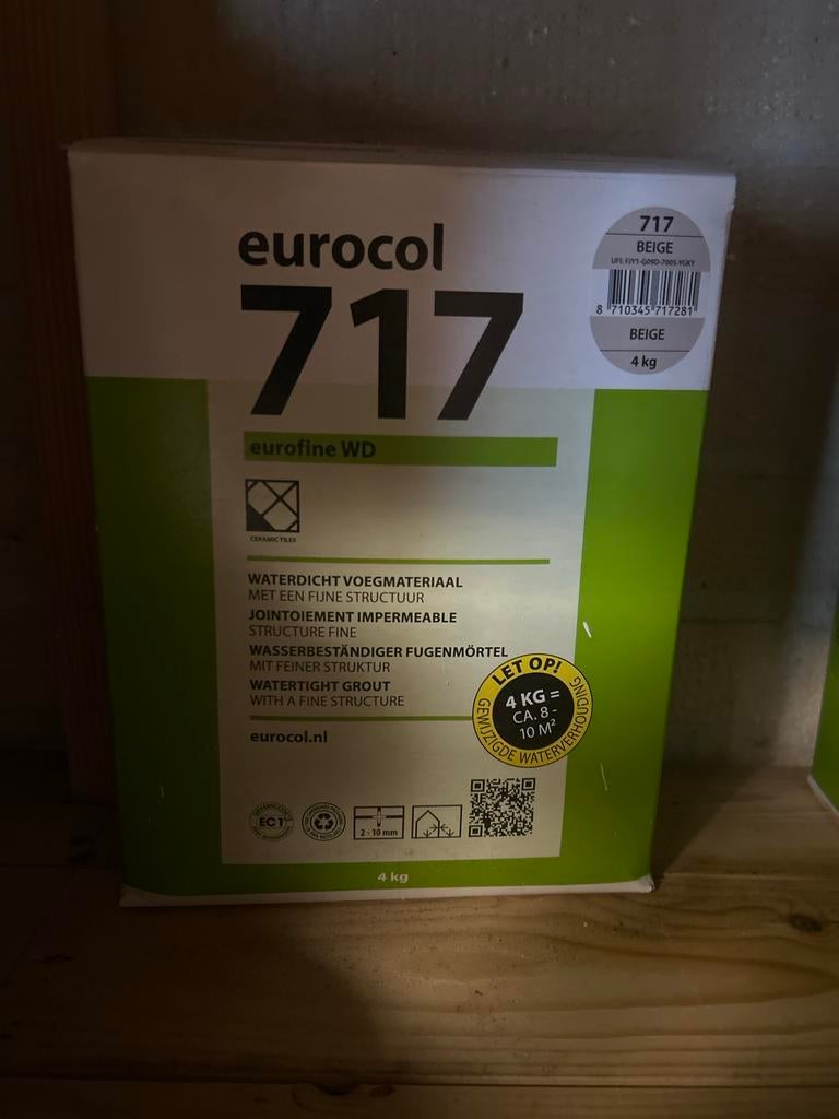 Eurocol 717 Eurofine WD Voegmateriaal Beige 4 kg, Doe-het-zelf en Verbouw, Tegels, Ophalen, Overige typen, Zo goed als nieuw, Overige materialen