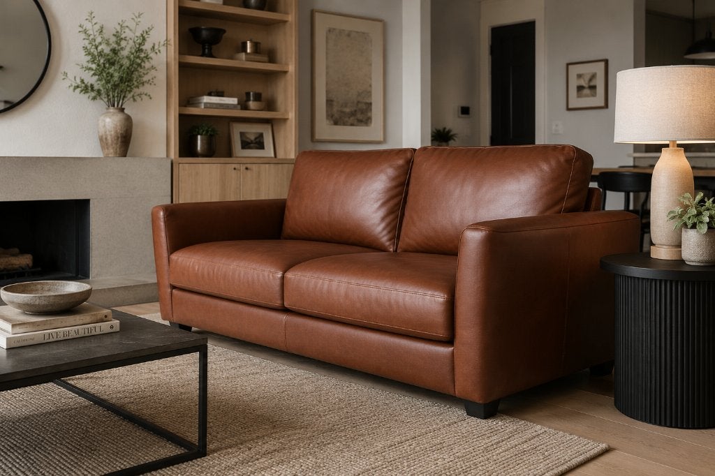 ! Prachtige leren Goossens bank in warme cognac/bruin kleur!, Driepersoons, Ophalen of Verzenden, Zo goed als nieuw, Rechte bank