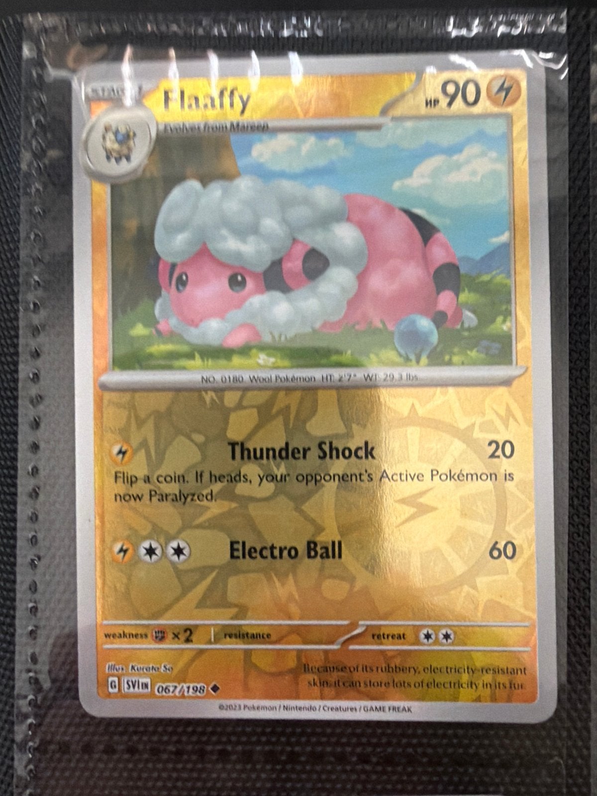 Pokémon Kaart: Flaaffy SV067/SV198 (Foil), Ophalen of Verzenden, Zo goed als nieuw, Losse kaart, Foil
