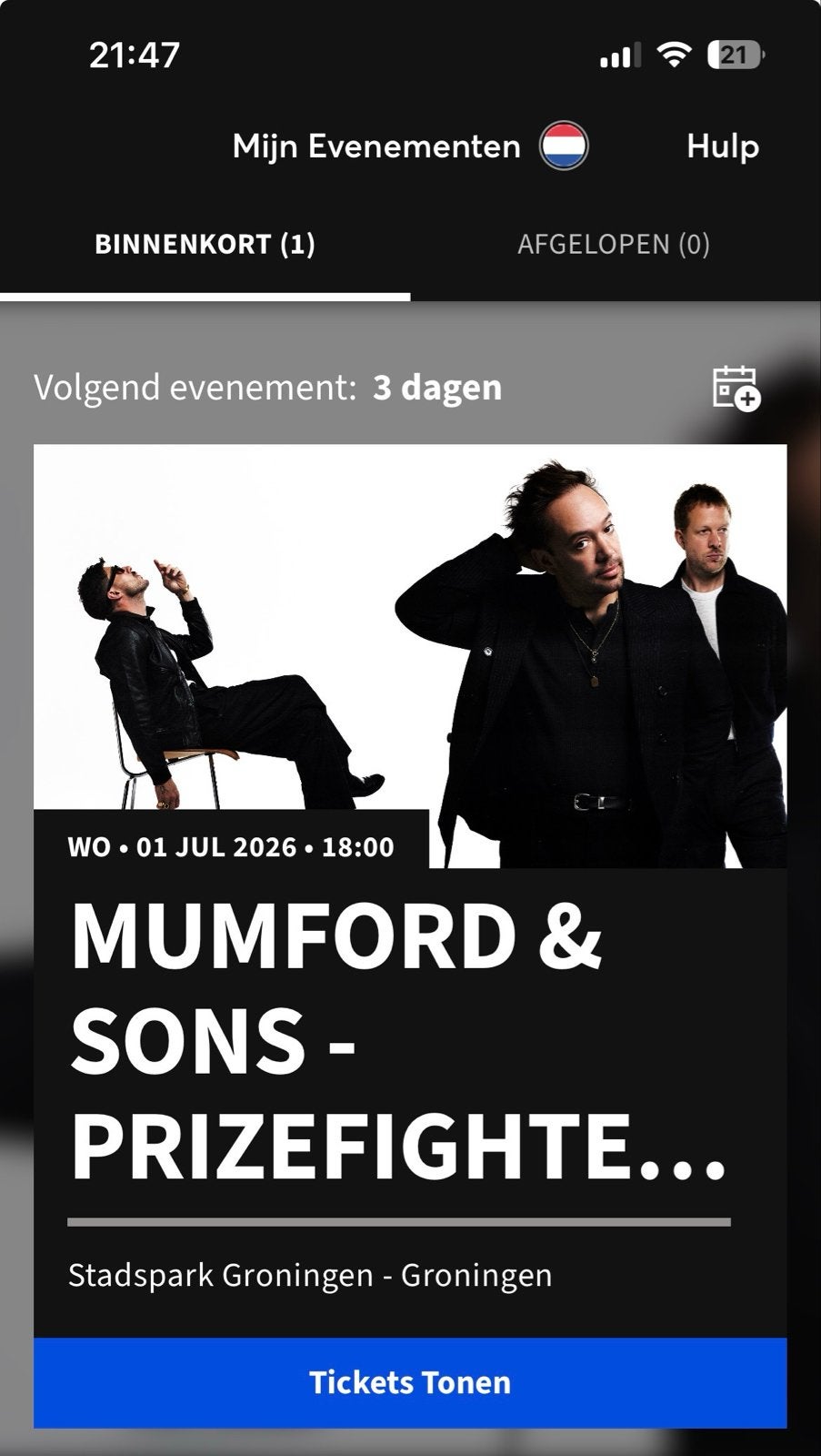 Mumford and sons 1 juli, Twee personen, Juli