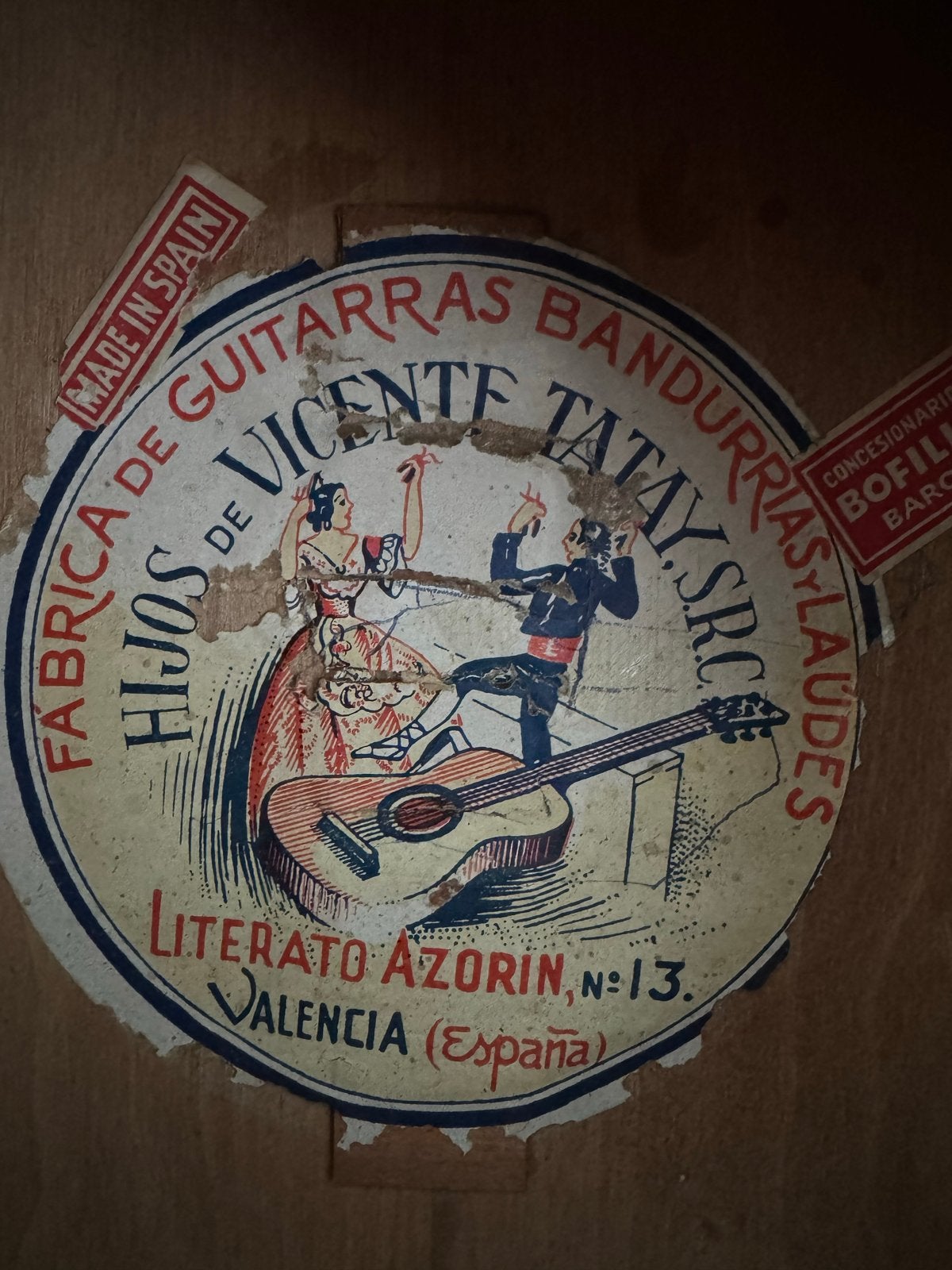 Vintage Spaanse gitaar Hijos de Vicente Tatay - Opknapper, Ophalen, Gebruikt, Klassieke of Spaanse gitaar, Met koffer