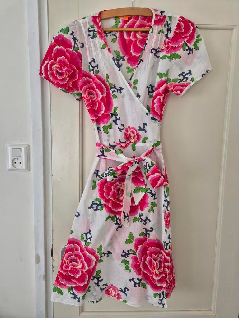 Zomers overslag jurkje/ tuniekje. Dunne katoenen stof. Kleur, Kleding | Dames, Jurken, Maat 38/40 (M), Wit, Ophalen of Verzenden